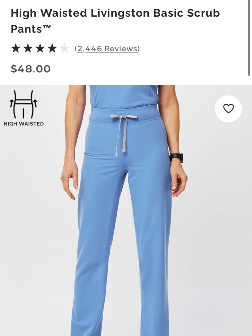 FIGS High-Waisted Straight Leg Scrub Pants Ceil Blue